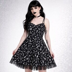 Hell Bunny Retro Spooky Halloween Goth Graveyard Pinup Dress